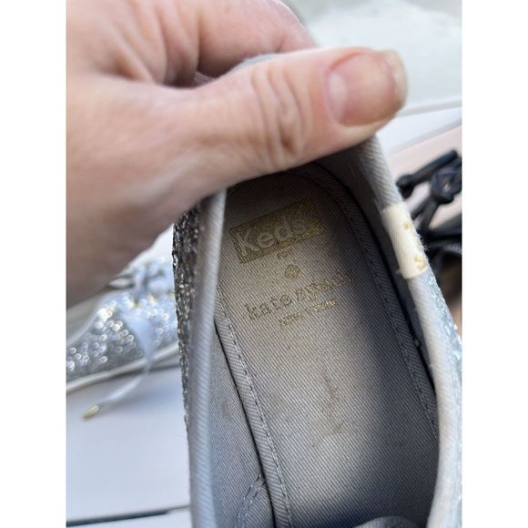 Keds For Kate Spade New York Glitter Sneakers  - Size 7 - Silver/ Gray - Picture 10 of 11